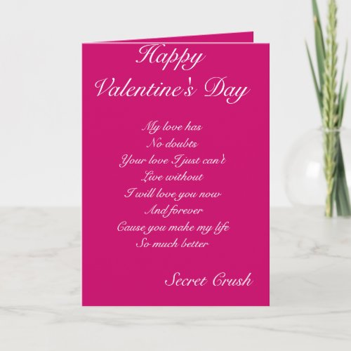 Secret crush valentines day greeting cards