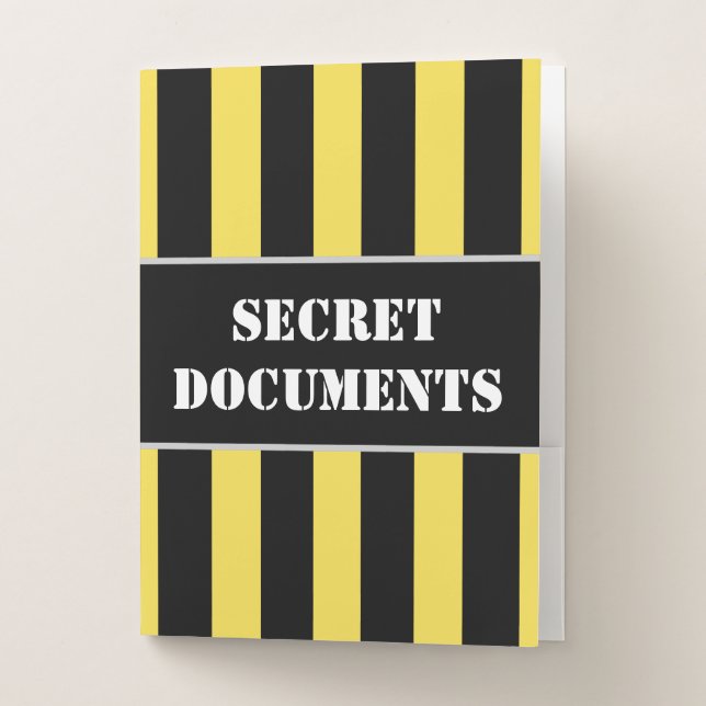 "SECRET DOCUMENTS" + Black & Yellow Lines Pocket Folder (Front)
