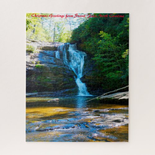 Secret Falls North CarolinaChristmas Greetings Jigsaw Puzzle