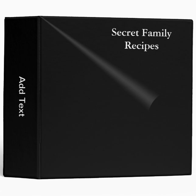 Secret Family Recipes Black 3 Ring Binder (Front/Spine)