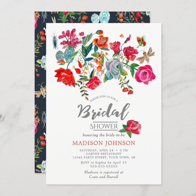 Secret Floral Garden | Bridal Shower | Invitations (Front/Back)