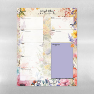 Secret Garden 7 Day Blank Meal Planner Magnetic Dry Erase Sheet