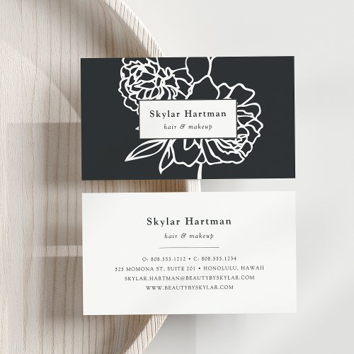 Secret Garden  Black and White Floral Business Card