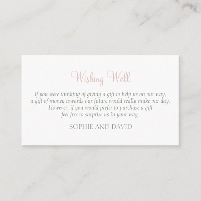 Secret Garden Blush Lovebirds Wishing Well Wedding Enclosure Card (Front)
