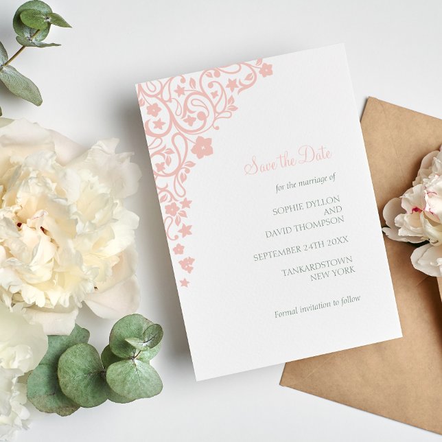 Secret Garden Blush Pink Floral Lovebirds Wedding Save The Date (Creator Uploaded)