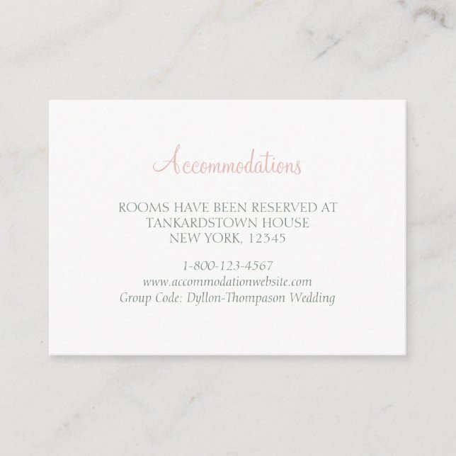 Secret Garden Blush Wedding Accommodations Enclosure Card (Front)