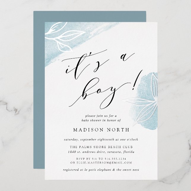 Secret Garden Botanical Baby Shower Foil Invitation (Front/Back)