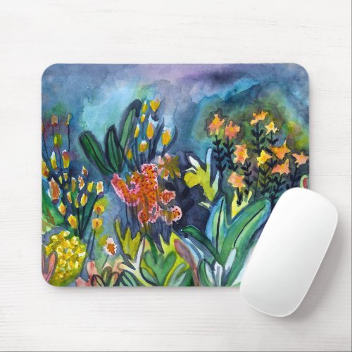 Secret Garden Colorful Watercolor Art Mouse Pad