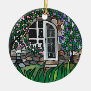 Secret garden door ceramic ornament