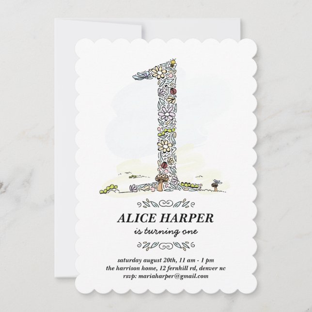 Secret Garden First Birthday Party Invitation (Front)