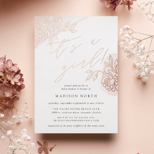 Secret Garden Floral Baby Shower Foil Invitation