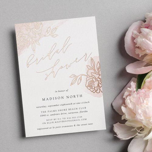 Secret Garden Floral Bridal Shower Foil Invitation