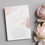 Secret Garden Floral Sweet Sixteen  Foil Invitation<br><div class="desc">Simple and elegant sweet sixteen invitation features chic modern calligraphy lettering, flanked by vintage style rose gold floral floral outline illustrations on a sheer wash of blush pink watercolor. Personalize with your sweet sixteen details beneath. Elegant floral sweet sixteen party invitations reverse to solid blush pink. Customize the paper type...</div>