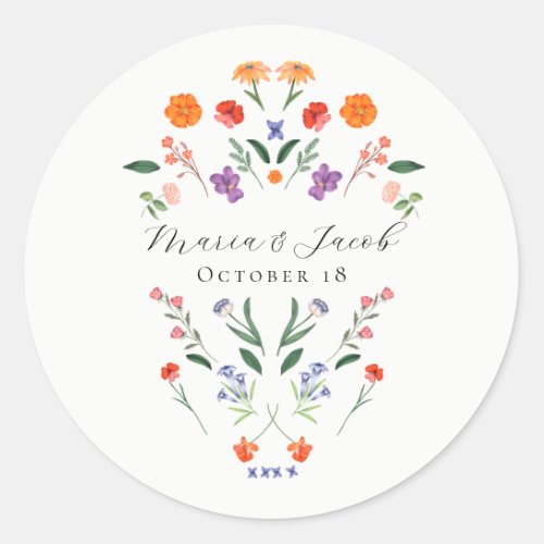 Secret Garden Floral Wedding Classic Round Sticker