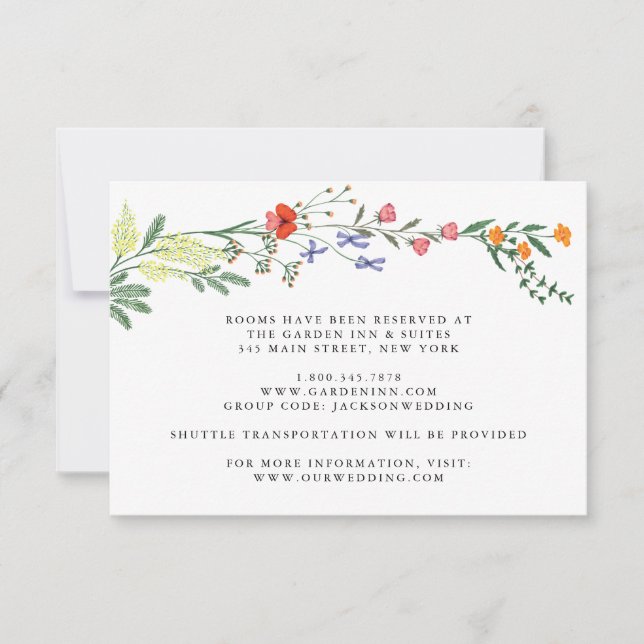 Secret Garden Floral Wedding Details Card (Front)