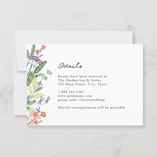 Secret Garden Floral Wedding Details Card