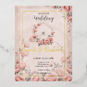Secret Garden Floral Wedding Invite Gold Foil