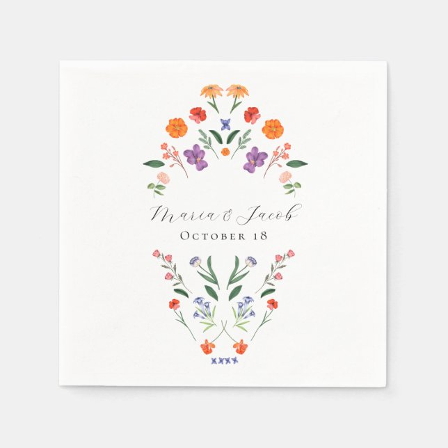 Secret Garden Floral Wedding Napkins (Front)