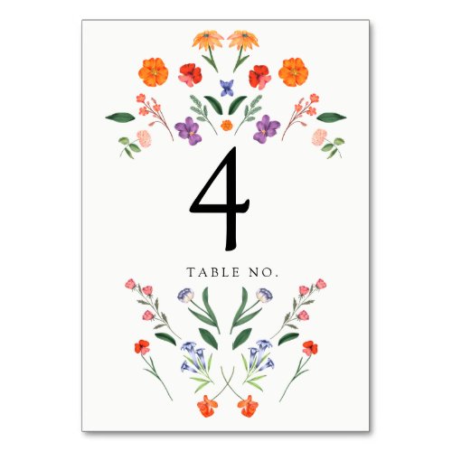 Secret Garden Floral Wedding Table Number