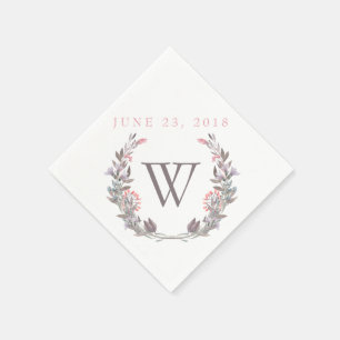 Secret Garden Floral Wreath Monogram Paper Napkins