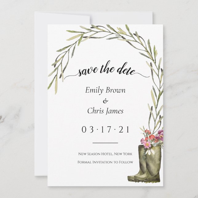 Secret Garden Foliage | Coupleboots Rustic Wedding Save The Date (Front)