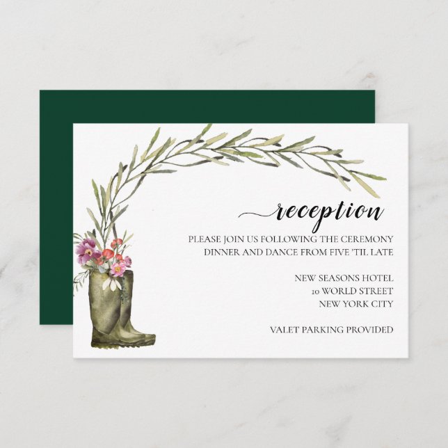 Secret Garden Foliage | Wedding Reception Card (Front/Back)