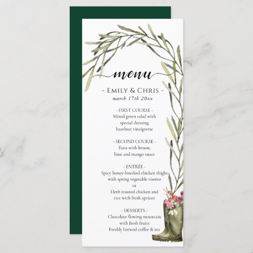 Secret Garden  Gold Confetti Elegant Floral  Menu