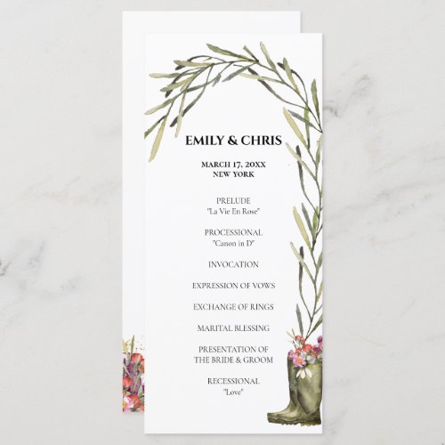 Secret Garden  Gold Confetti Elegant Floral  Program