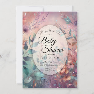  Secret Garden in Evening Glow Baby Shower Invitation