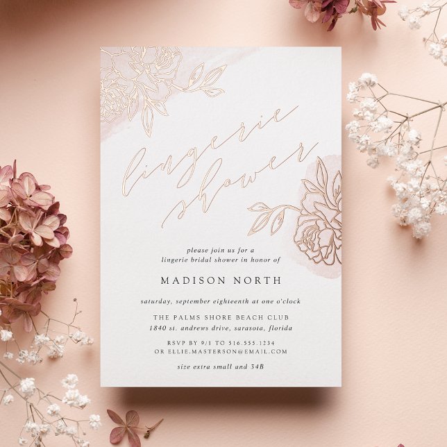 Secret Garden Lingerie Shower Foil Invitation (Creator Uploaded)