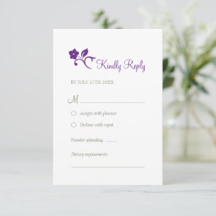 Secret Garden Purple Floral Woodland Wedding RSVP Card