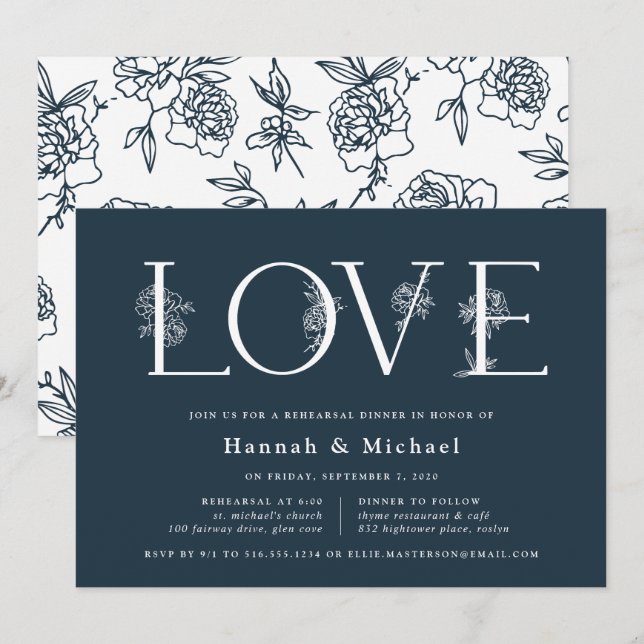 Secret Garden Rehearsal Dinner Invitation (Front/Back)