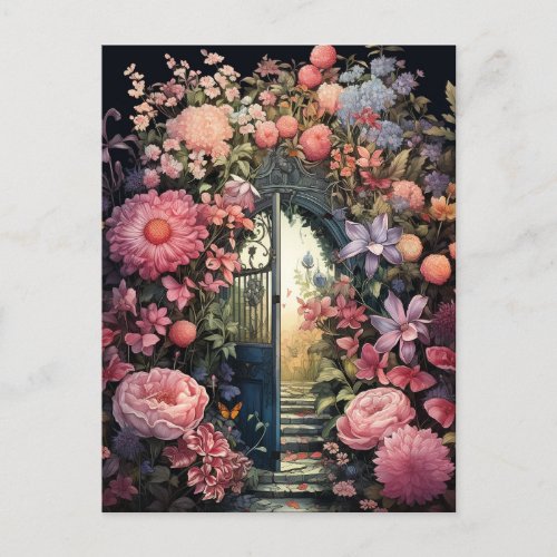Secret Garden Retro Charm Elegant Floral Postcard