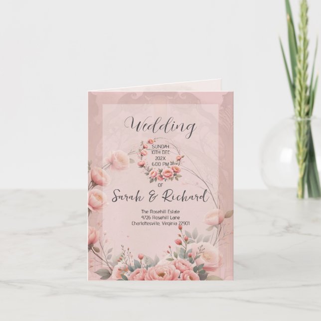 Secret Garden Romantic Peach Wedding Program (Front)