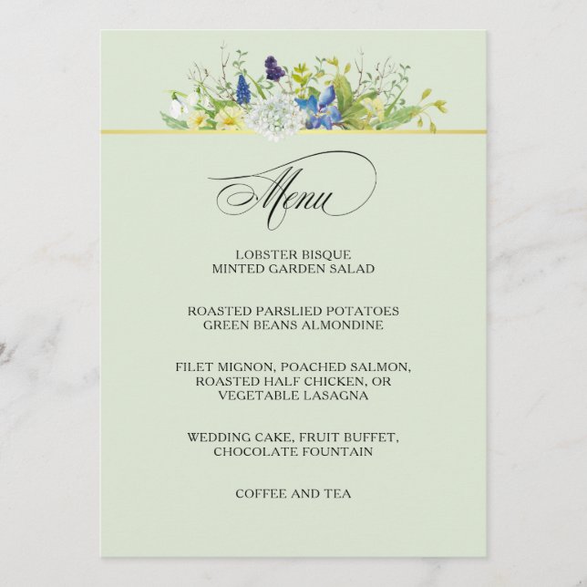 Secret Garden Rustic Wildflowers Menu (Front)