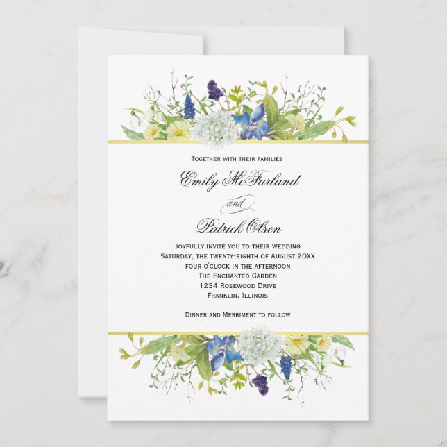 Secret Garden Rustic Wildflowers Wedding Invitation (Front)