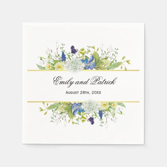 Secret Garden Rustic Wildflowers Wedding Napkins (Front)