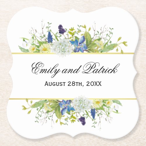 Secret Garden Rustic Wildflowers Wedding Paper Coaster