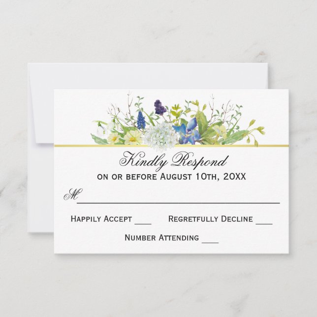 Secret Garden Rustic Wildflowers Wedding RSVP Card (Front)