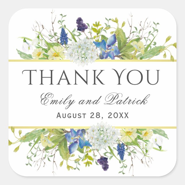 Secret Garden Rustic Wildflowers Wedding Square Sticker (Front)