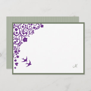 Secret Garden Sage Stripe Script Monogram Note
