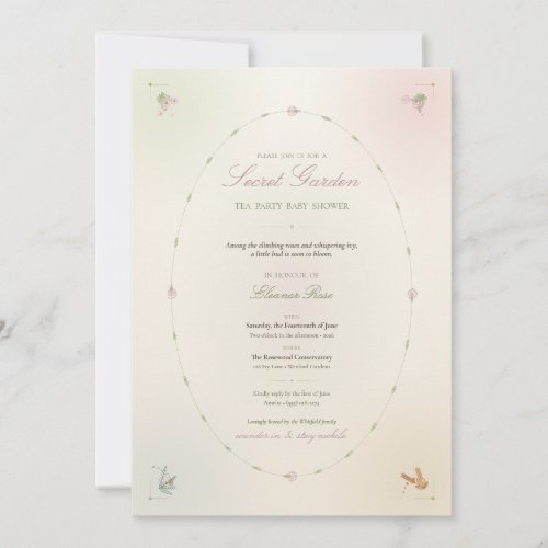Secret Garden Tea Party Baby Shower Invitation