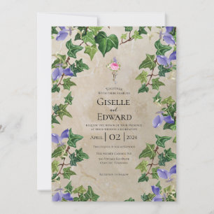 Secret Garden Wall with Vintage Key Wedding Invitation