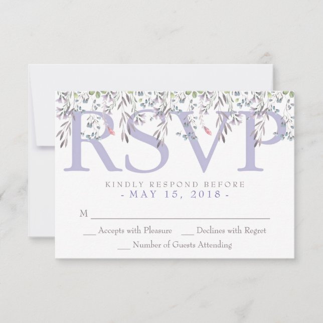 Secret Garden Watercolor Floral Lilac RSVP (Front)