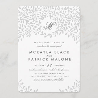 Secret Garden Wedding - Grey Invitation