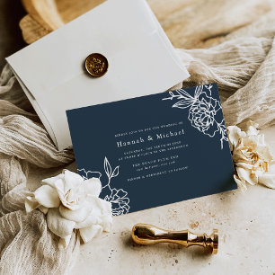 Secret Garden Wedding Invitation Navy