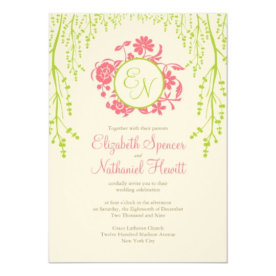 Secret Garden Wedding Invitation Pink Green Zazzle Secret Garden Wedding Invitation Pink Green