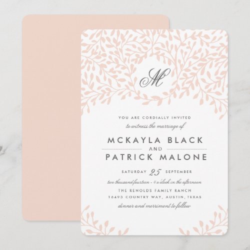 Secret Garden Wedding Invite - Blush