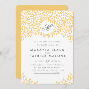 Secret Garden Wedding Invite - Mustard