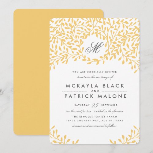 Secret Garden Wedding Invite - Mustard